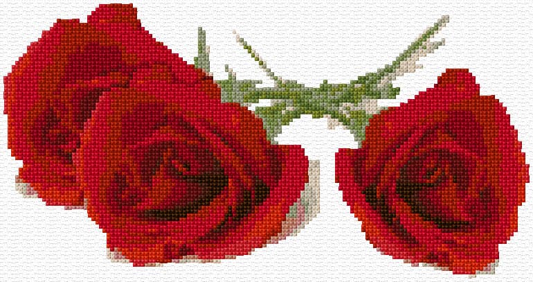 Three Roses free cross-stitch pattern