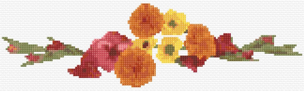 Flowers Vignette free cross-stitch pattern