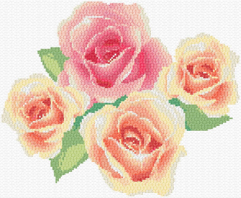 Roses free cross-stitch pattern
