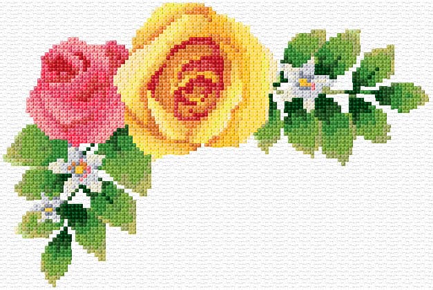 Roses Corner free cross-stitch pattern