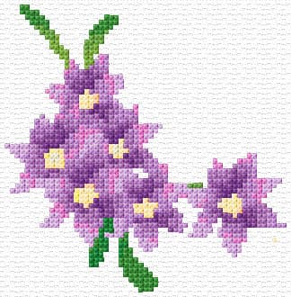 Purple Flowers Corner free cross-stitch pattern