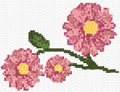 Pink Flowers free cross-stitch pattern