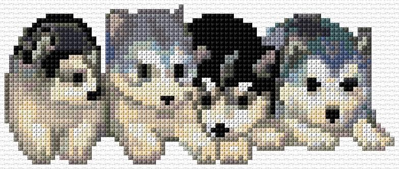 Husky Puppies free cross-stitch pattern