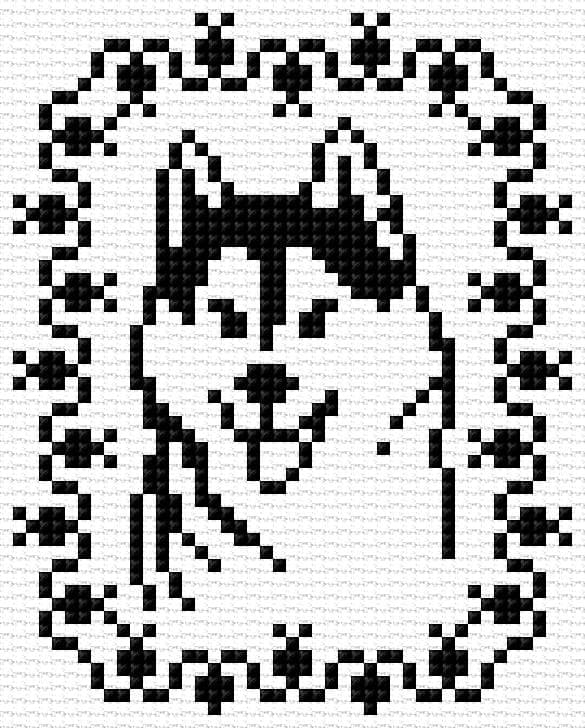 Husky free cross-stitch pattern