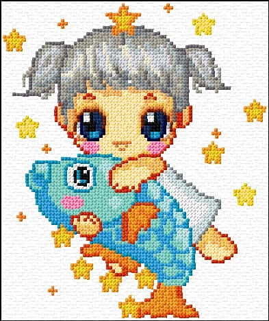 Pisces free cross-stitch pattern