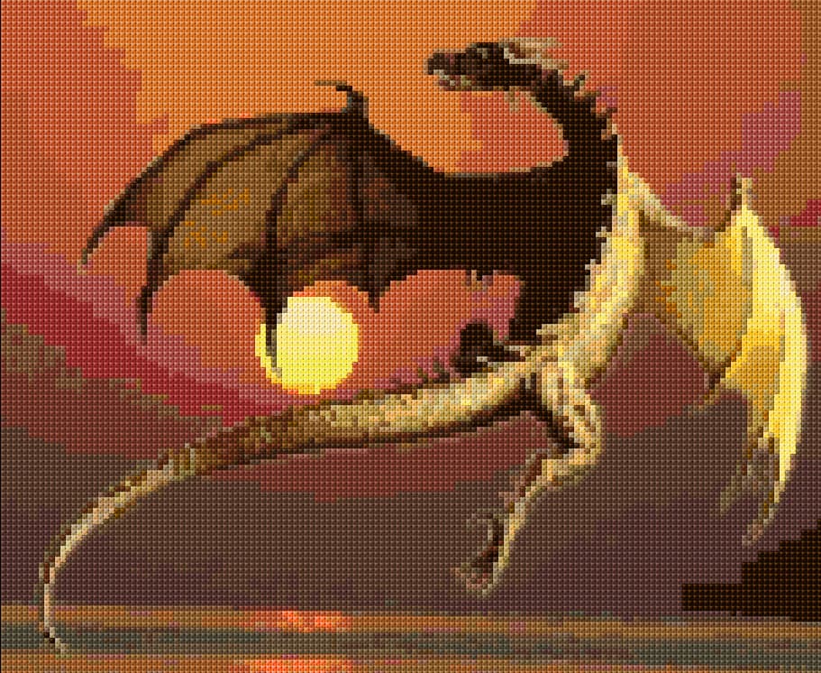 Moon Dragon free cross-stitch pattern