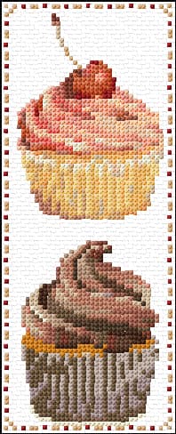 Cupcakes Bookmark free cross-stitch pattern