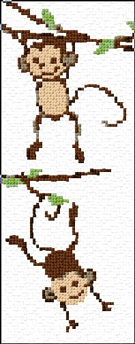 Monkeys Bookmark free cross-stitch pattern