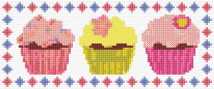 Cupcakes free cross-stitch pattern