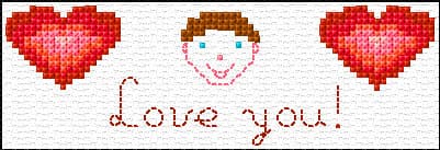 Love You Bookmark free cross-stitch pattern