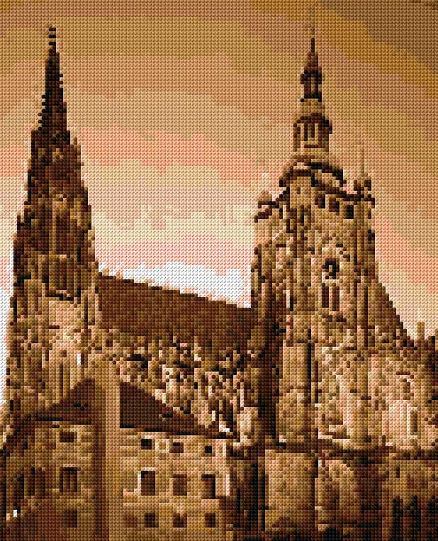 Prague Castle free cross-stitch pattern