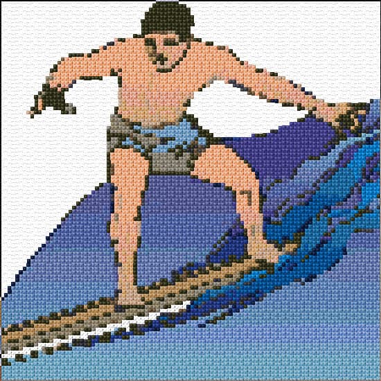 Surfing free cross-stitch pattern