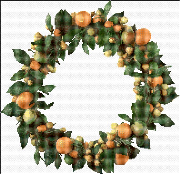 Fruit Wreath free cross-stitch pattern