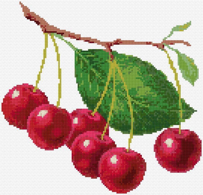 Cherries free cross-stitch pattern