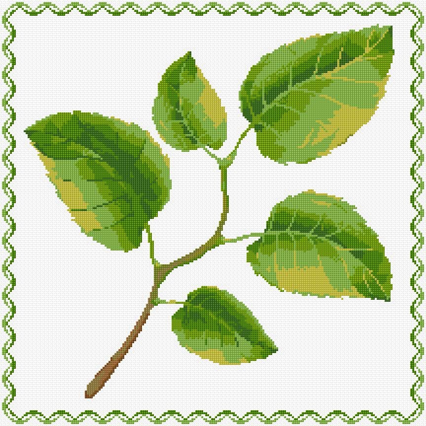 Leaves free cross-stitch pattern