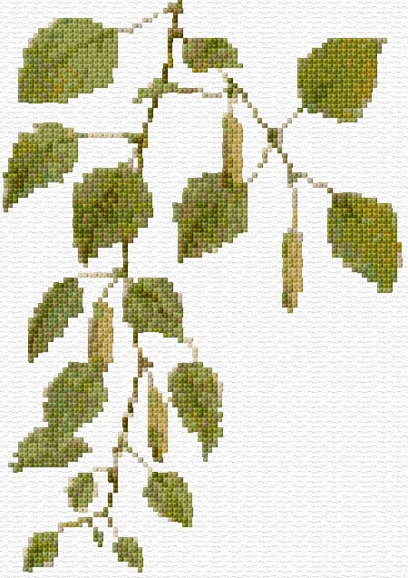 Birch Leaves free cross-stitch pattern