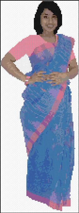 Woman in Saree free cross-stitch pattern