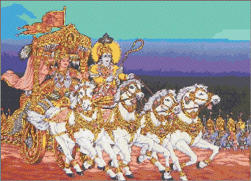 Arjun's Chariot free cross-stitch pattern