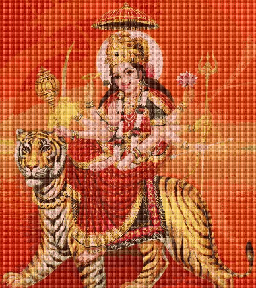 Goddess Durga free cross-stitch pattern