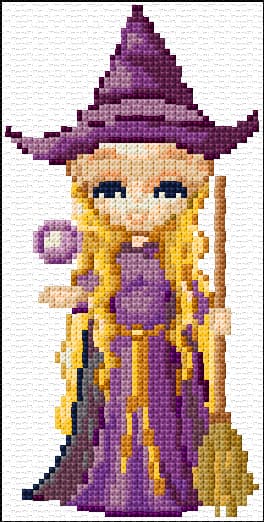 Witch free cross-stitch pattern