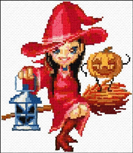Witch free cross-stitch pattern