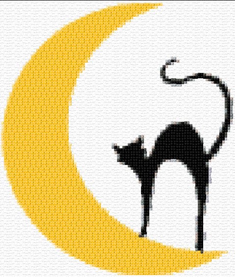 Halloween Cat free cross-stitch pattern