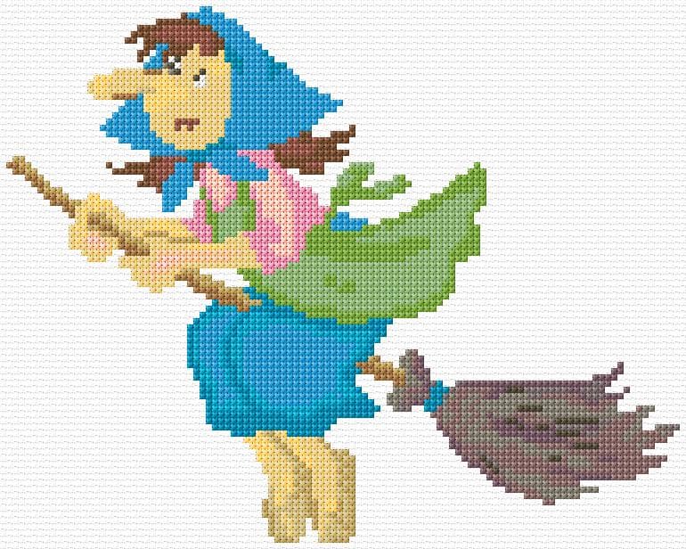 Witch free cross-stitch pattern