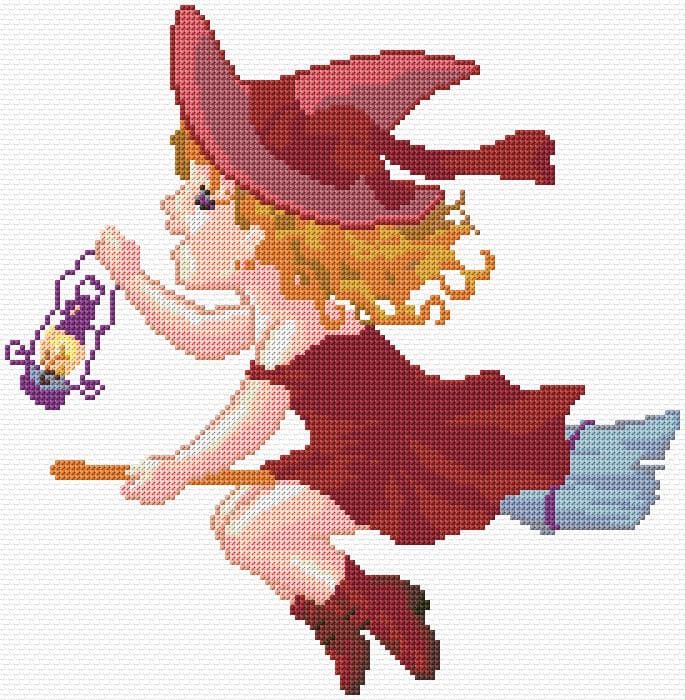 Witch free cross-stitch pattern