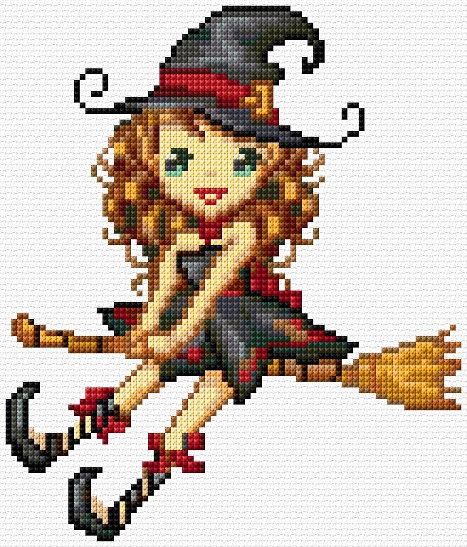 Witch free cross-stitch pattern