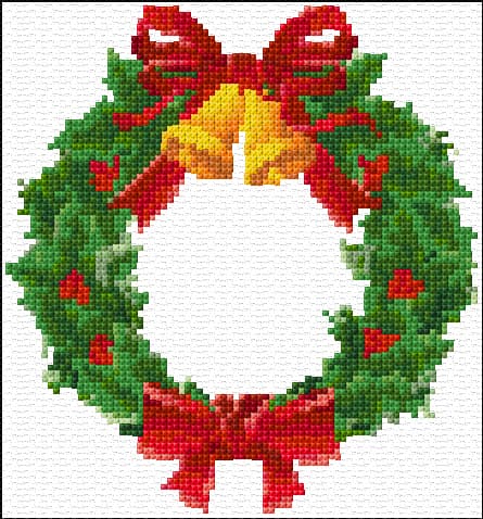 Christmas Wreath free cross-stitch pattern