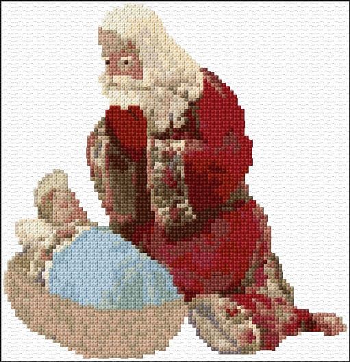 Kneeling  Santa free cross-stitch pattern