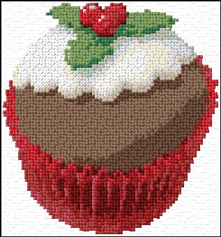 Christmas Cupcake free cross-stitch pattern