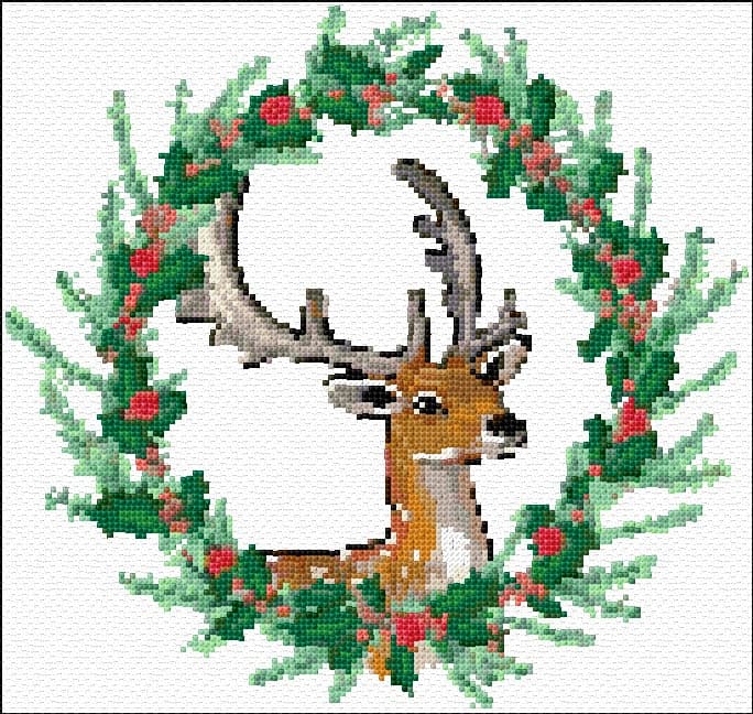 Christmas Deer free cross-stitch pattern