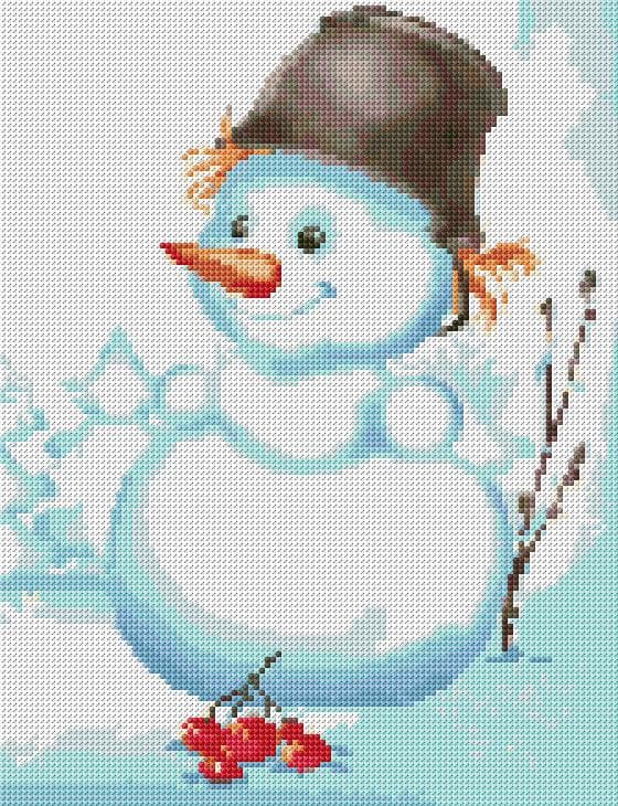 Snowman free cross-stitch pattern