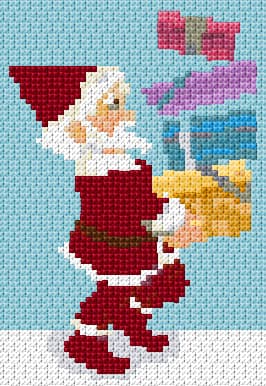 Santa With the Gifts free cross-stitch pattern