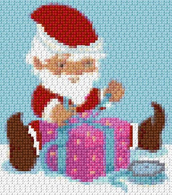 Santa Wrapping Gifts free cross-stitch pattern