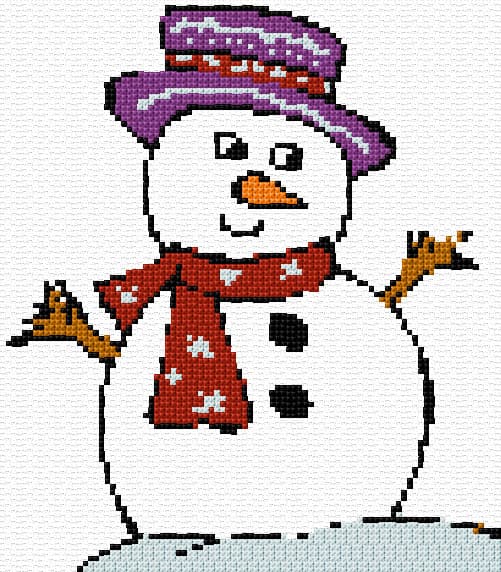 Snowman free cross-stitch pattern
