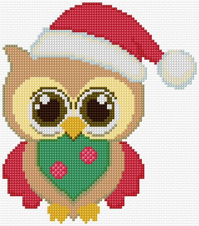 Christmas Owl free cross-stitch pattern