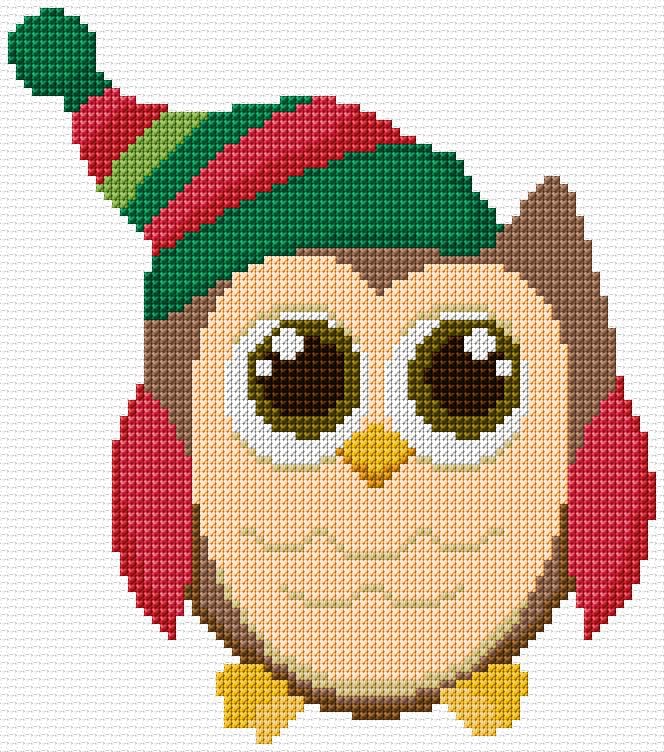 Christmas Owl free cross-stitch pattern
