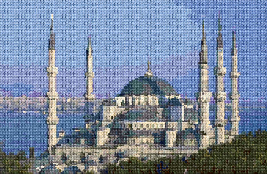 Blue Mosque free cross-stitch pattern