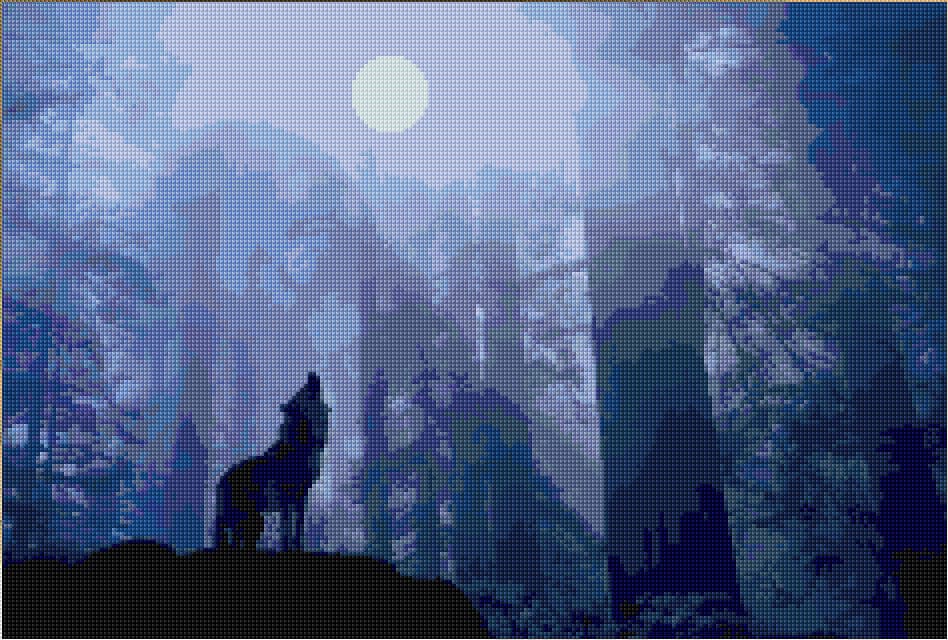 Wolf free cross-stitch pattern