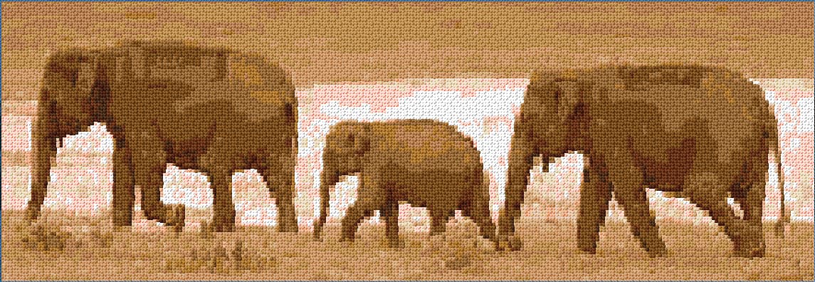 Three Elephants free cross-stitch pattern