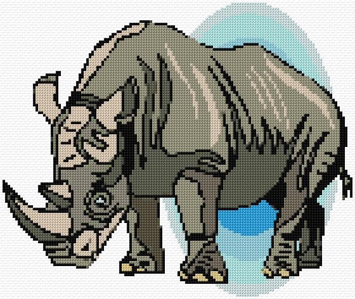 Rhino free cross-stitch pattern