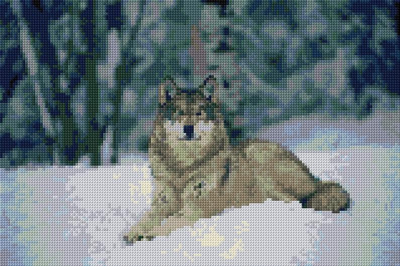 Wolf free cross-stitch pattern