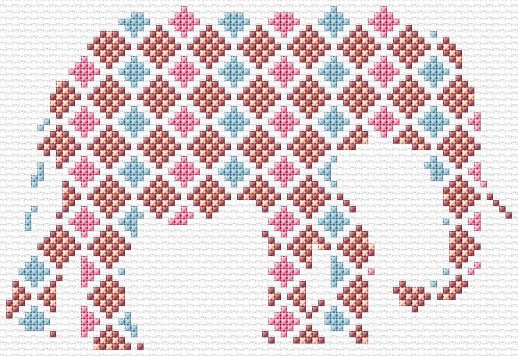 Elephant free cross-stitch pattern