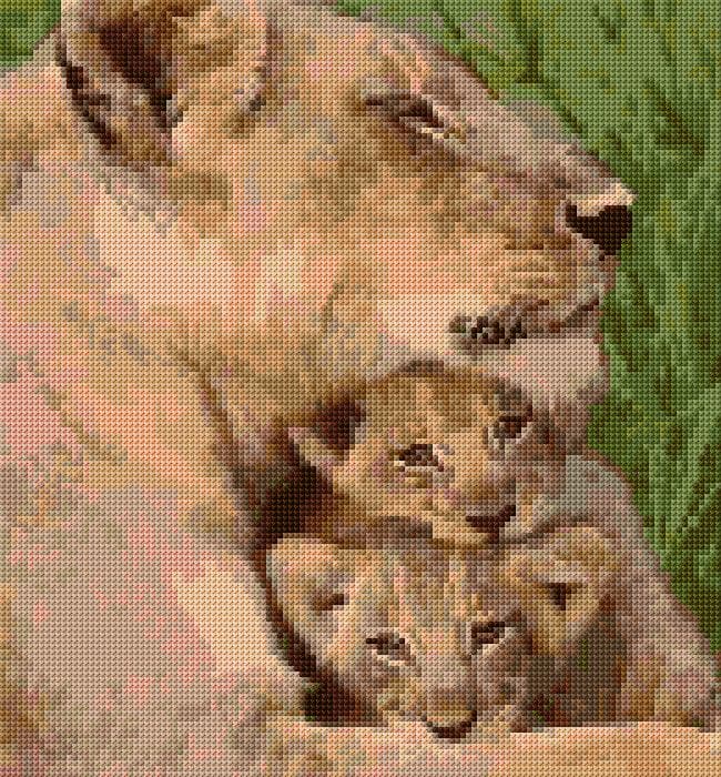 Lion's Family free cross-stitch pattern