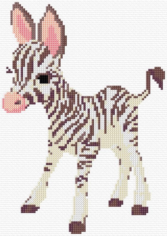 Zebra Foal free cross-stitch pattern