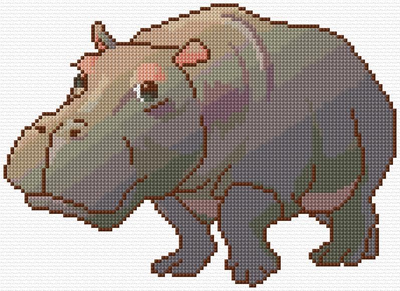 Hippo free cross-stitch pattern
