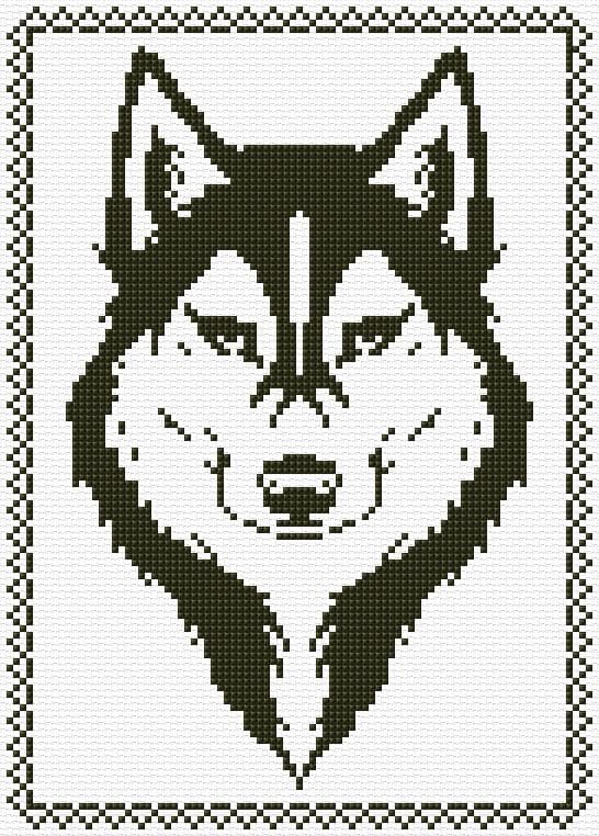 Wolf free cross-stitch pattern