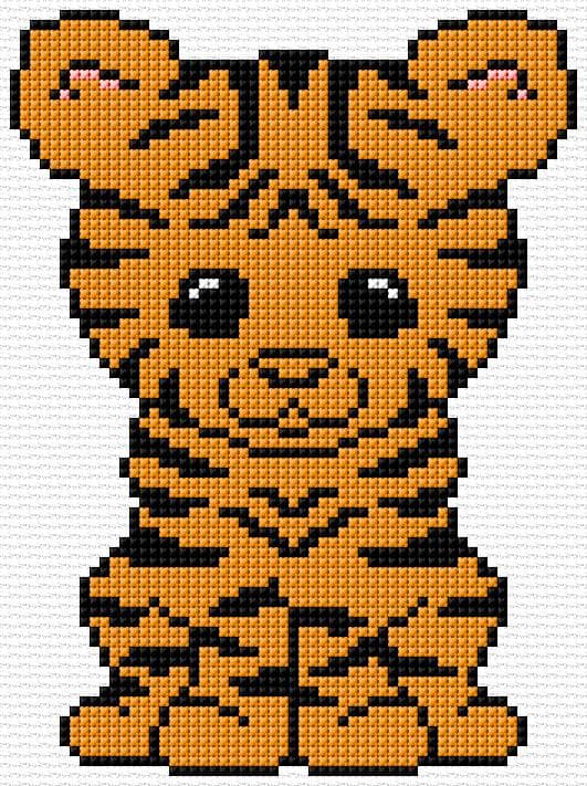 Young Tiger free cross-stitch pattern